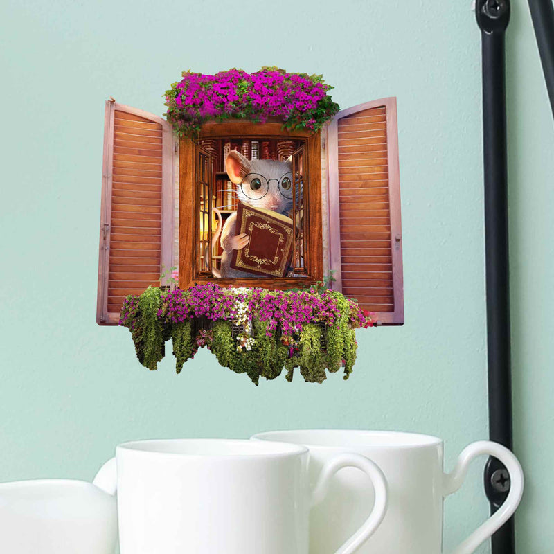 Scholar mouse 3D wall sticker vinyl decal on wall
