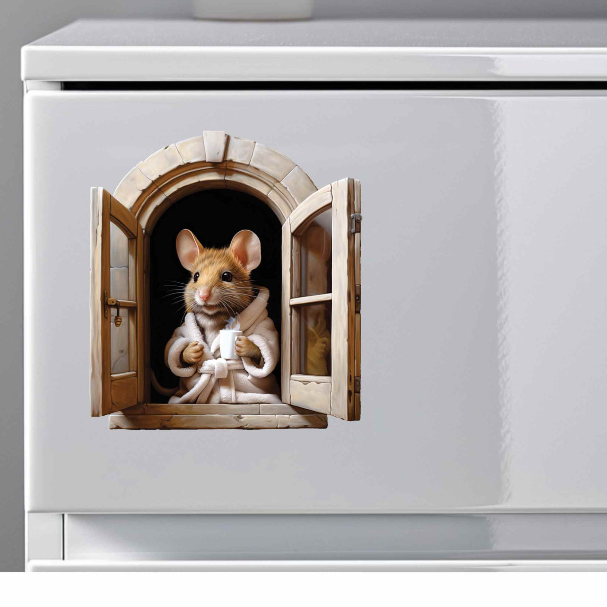 Neutral tone mouse wall decal for kids room
