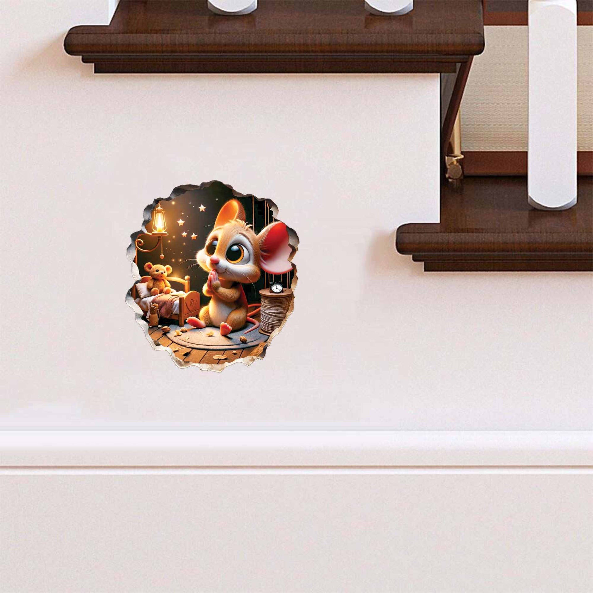 3D Mouse Wall Sticker - Adorable Animal Vinyl Decal for Bathroom and Kids' Room Decor | Easy to Apply and Remove