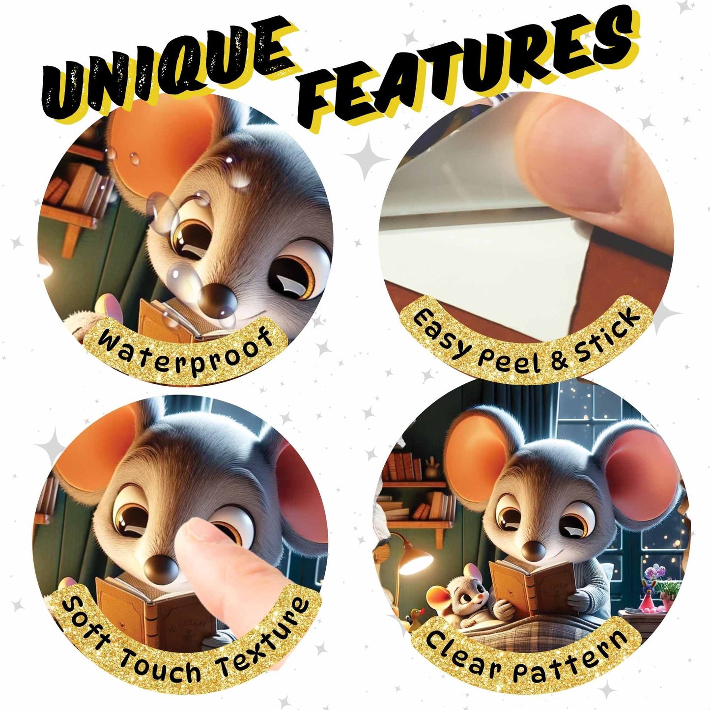 Cute mouse wall decal for playroom or classroom
