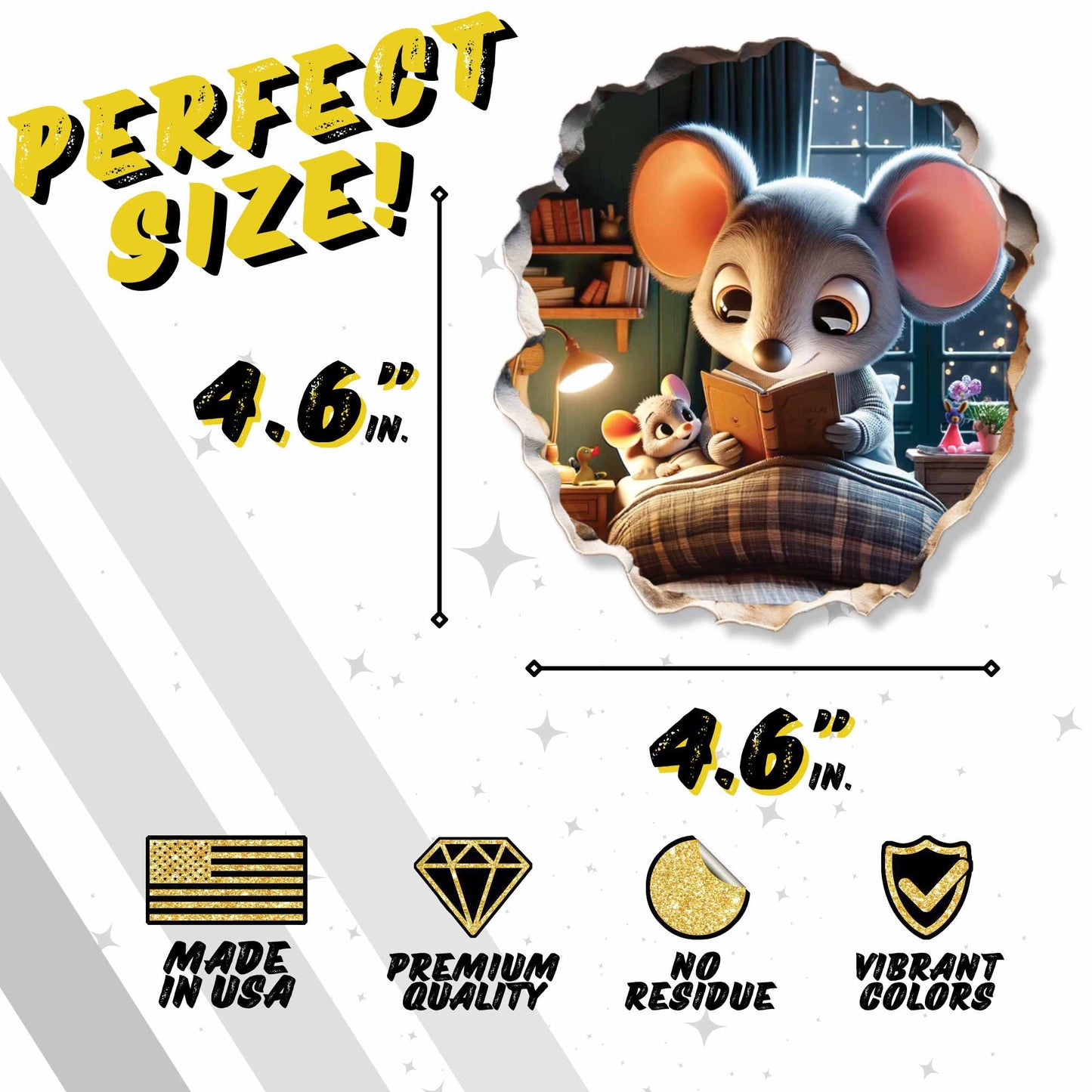 Cute mouse wall decal for playroom or classroom
