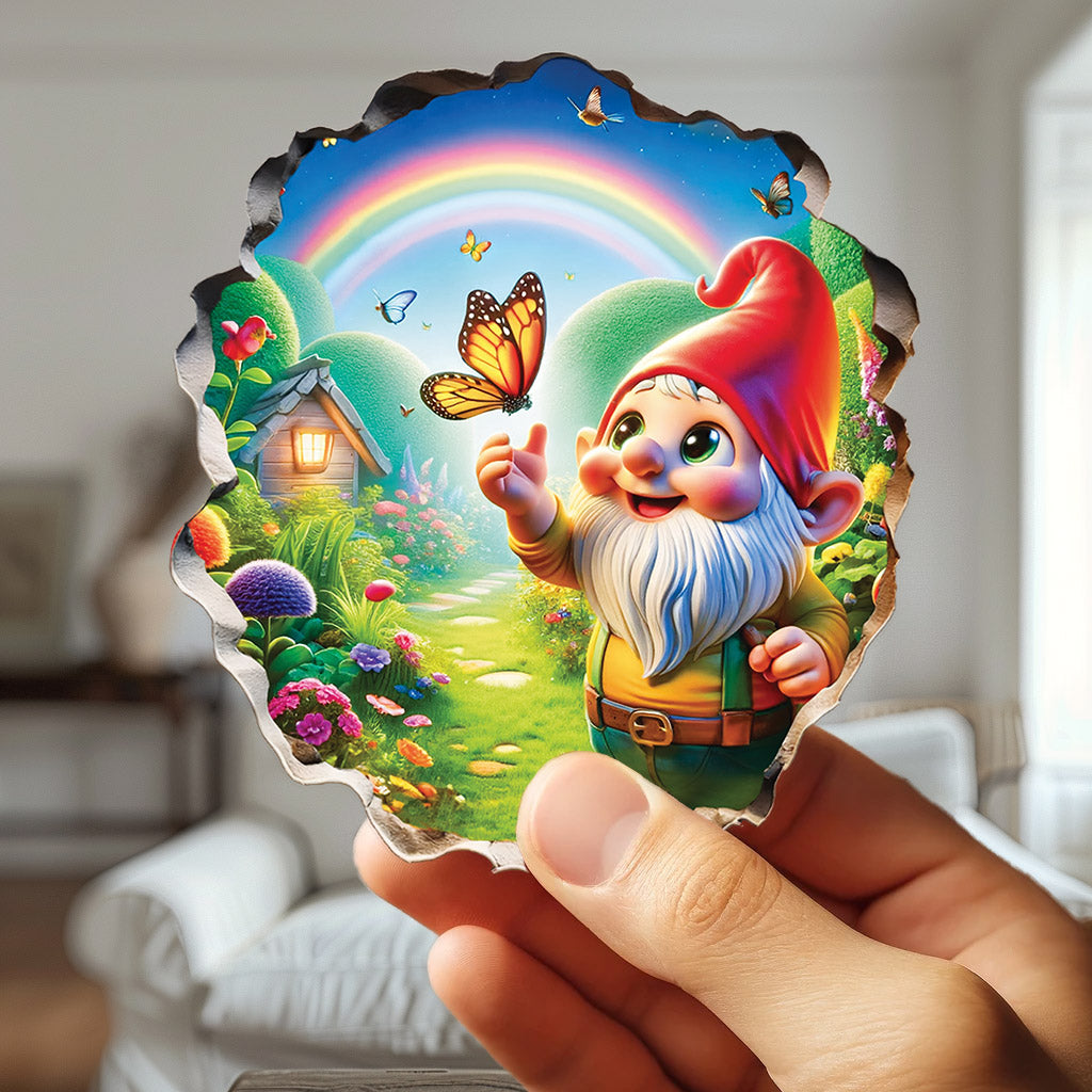 Fairy-tale garden gnome wall decal for nursery or playroom
