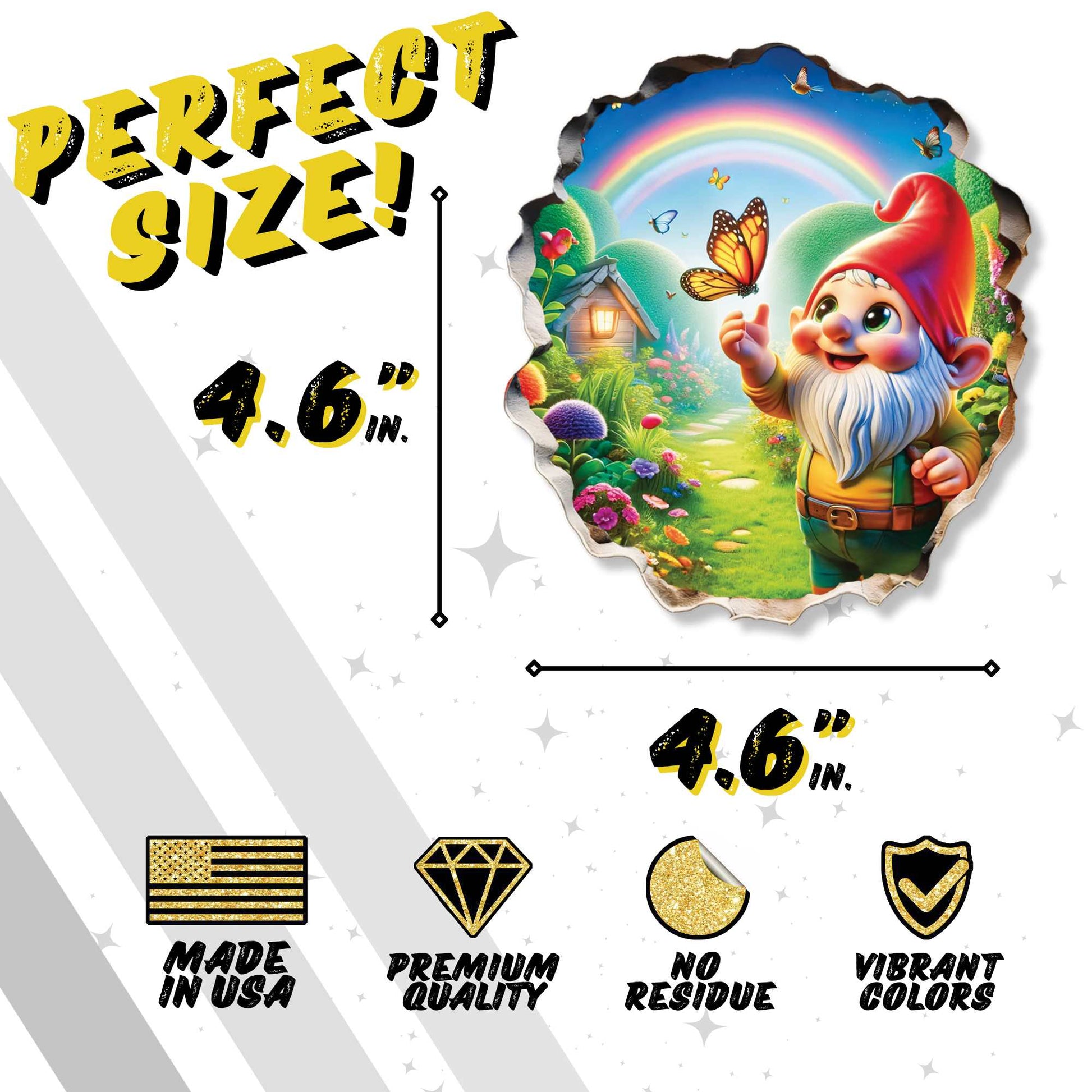 Fairy-tale garden gnome wall decal for nursery or playroom
