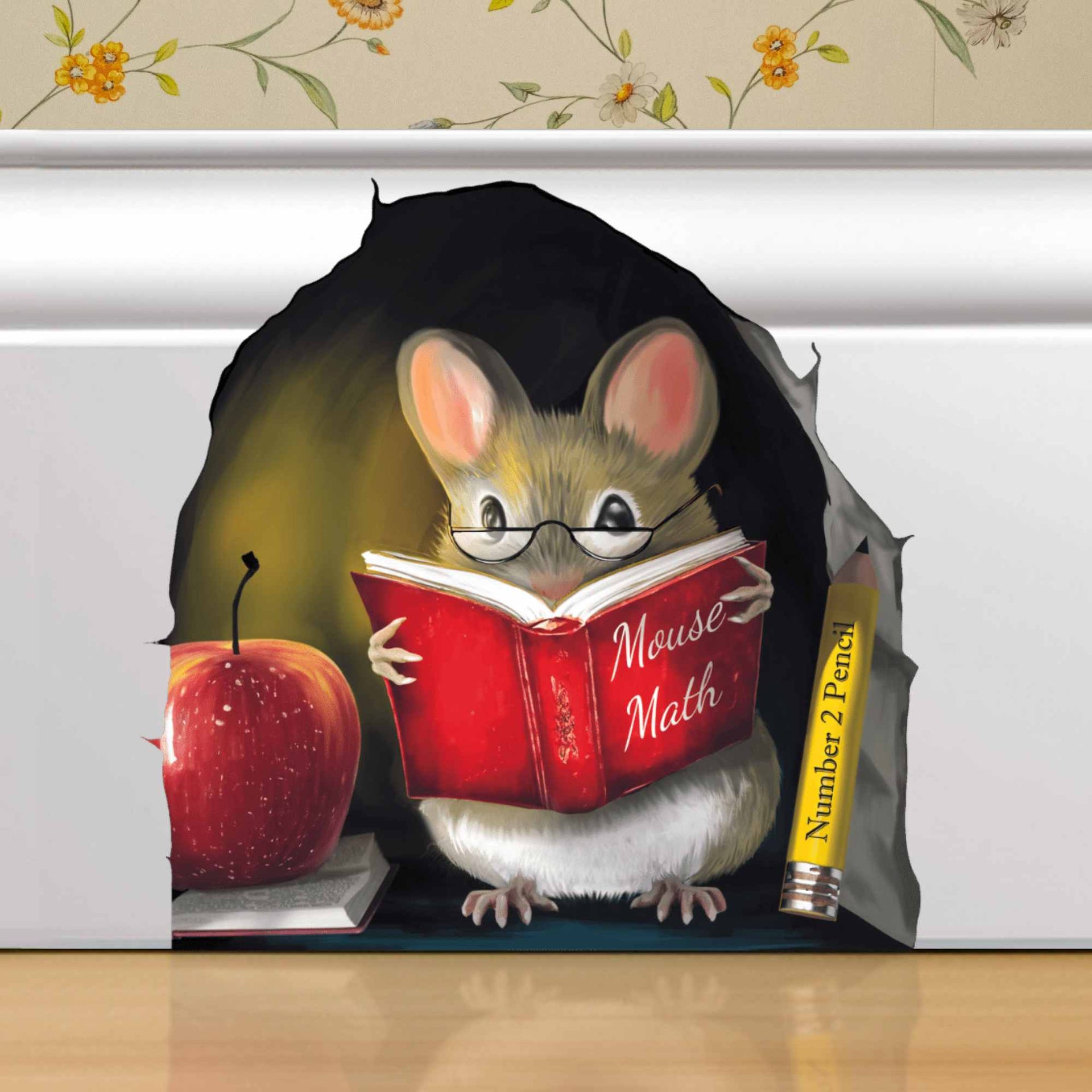 3D Mouse Reading Book Wall Sticker Decal - Teacher's Pet by Micesterpiece