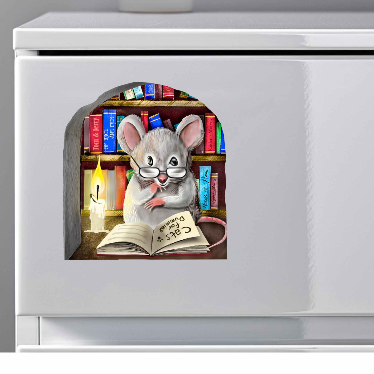 Book themed mouse wall decal for classroom or office
