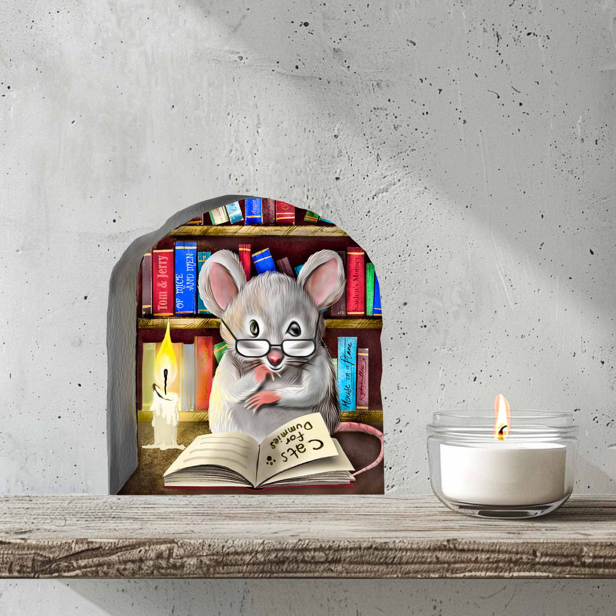 Book themed mouse wall decal for classroom or office
