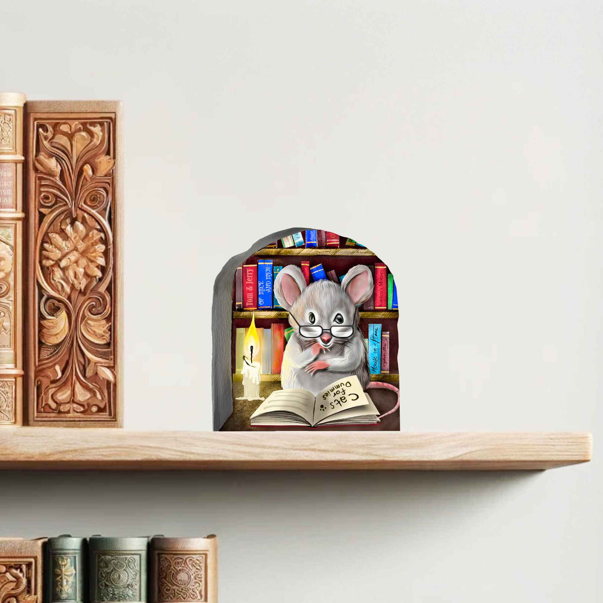 Book themed mouse wall decal for classroom or office
