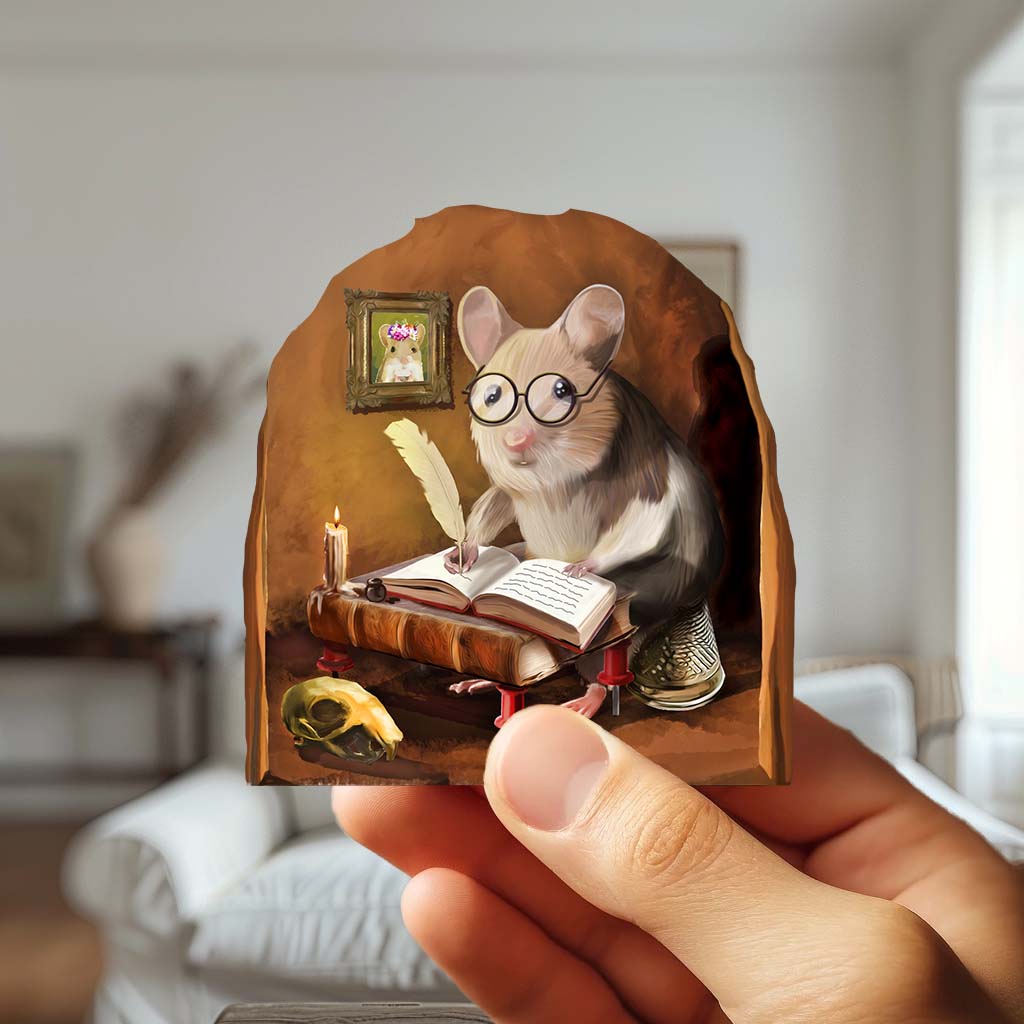 Literary mouse wall decal for library or office
