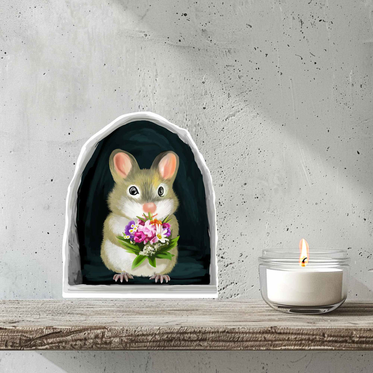Floral mouse wall decal for kids room or bedroom
