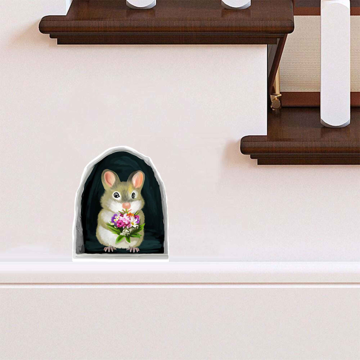 Flower mouse wall sticker in nursery
