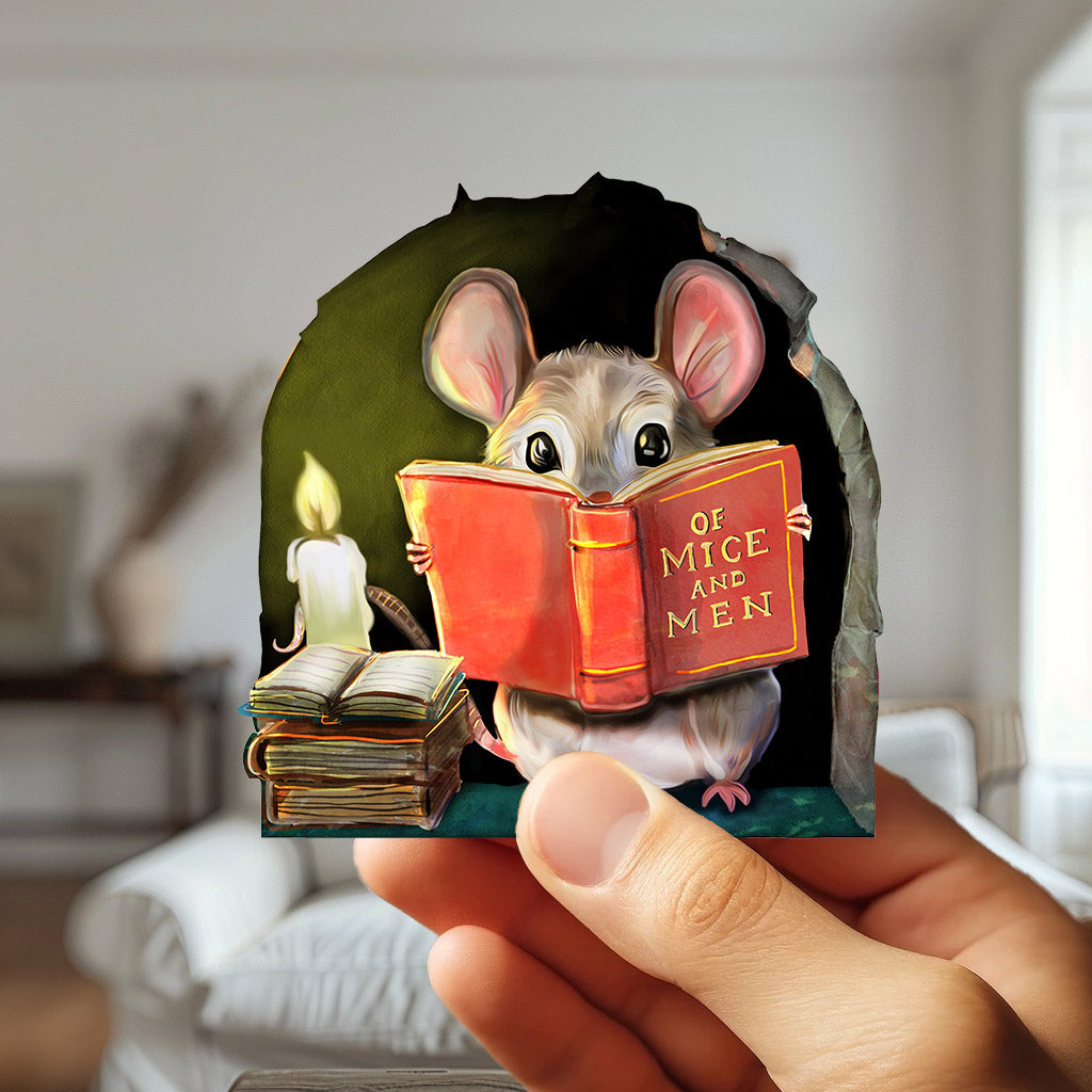 Mini reading mouse wall decal for kids room
