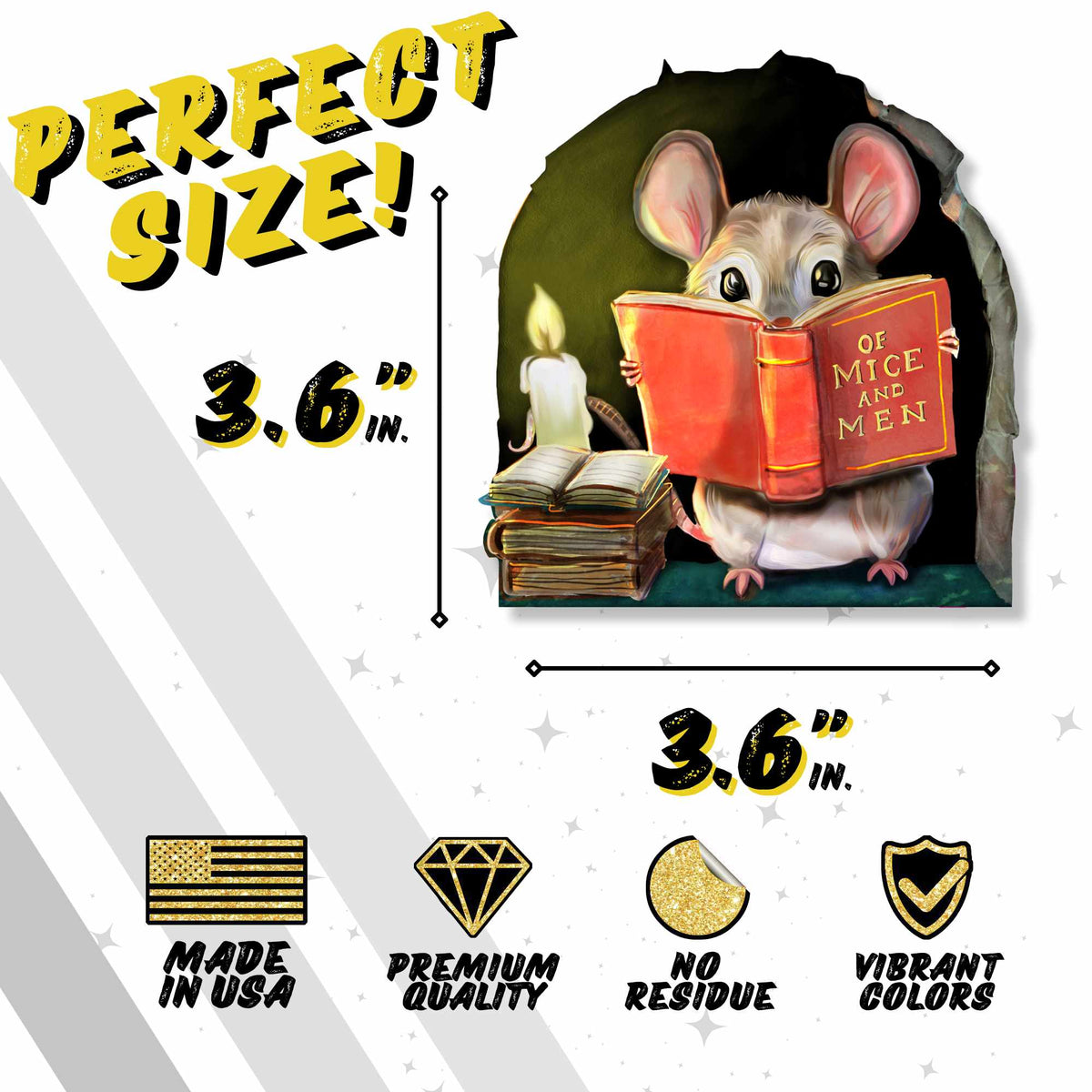 Mini reading mouse wall decal for kids room
