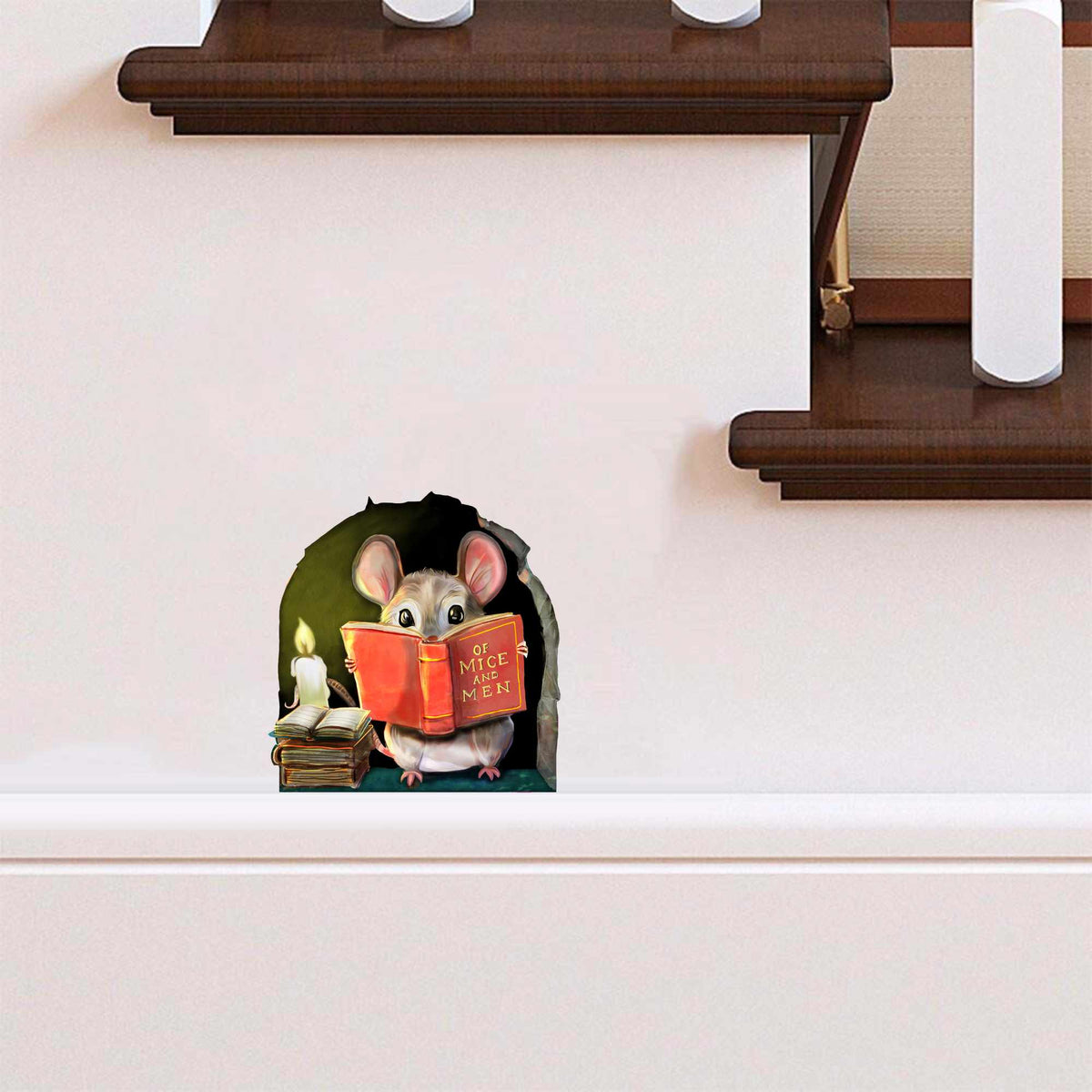 Mini reading mouse wall decal for kids room
