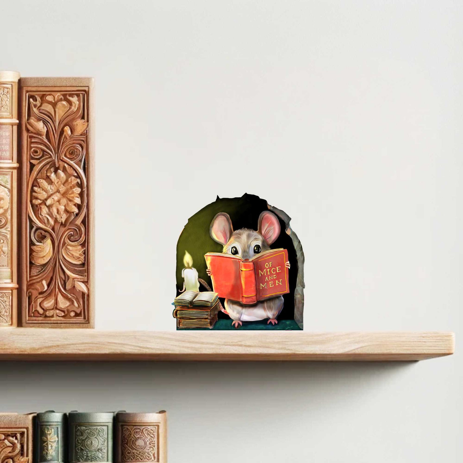 3D Mouse Reading Book Wall Sticker Decal - Micesterpiece