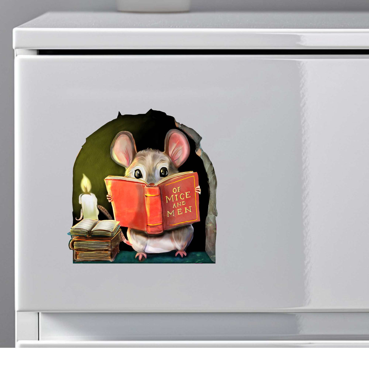 Mini reading mouse wall decal for kids room
