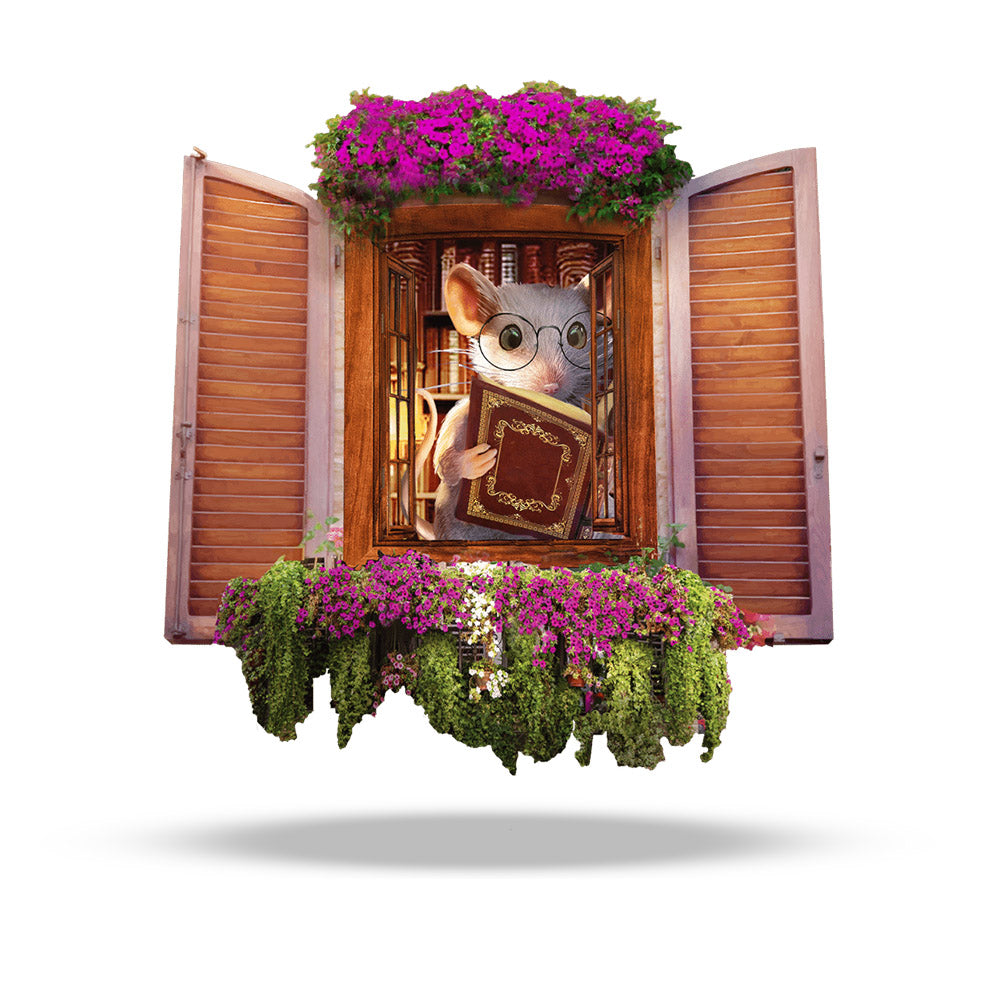Scholar mouse 3D wall sticker vinyl decal on wall

