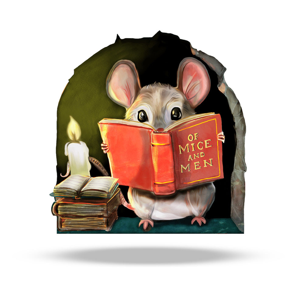 Small mouse reading book 3D wall sticker vinyl decal on wall
