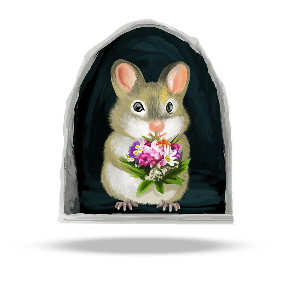 Flower mouse 3D wall sticker vinyl decal on wall
