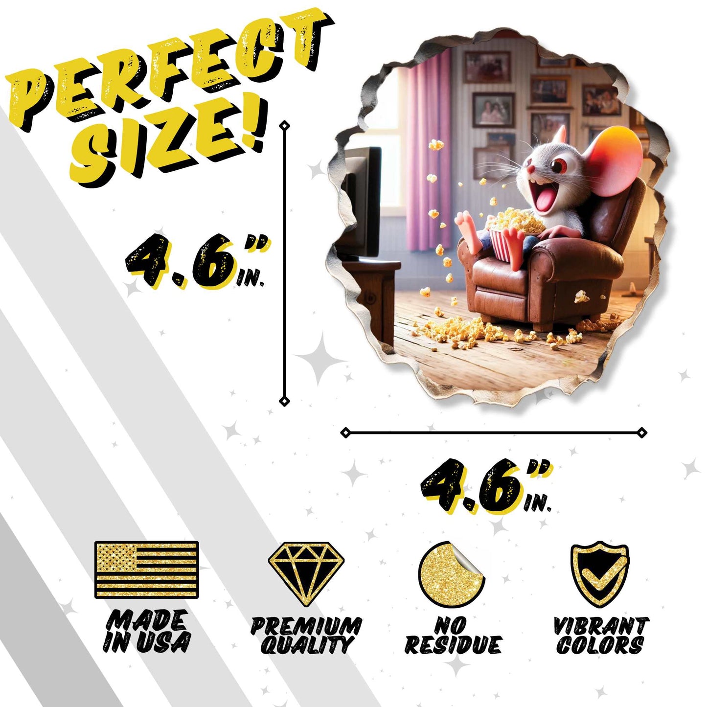 Realistic mouse wall decal for playroom or classroom
