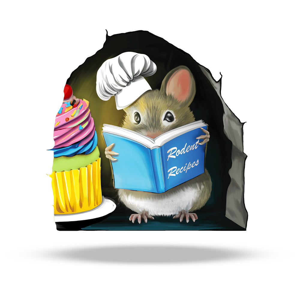 3D Mouse Reading Book Wall Sticker Decal - Pastry Mouse by Micesterpiece