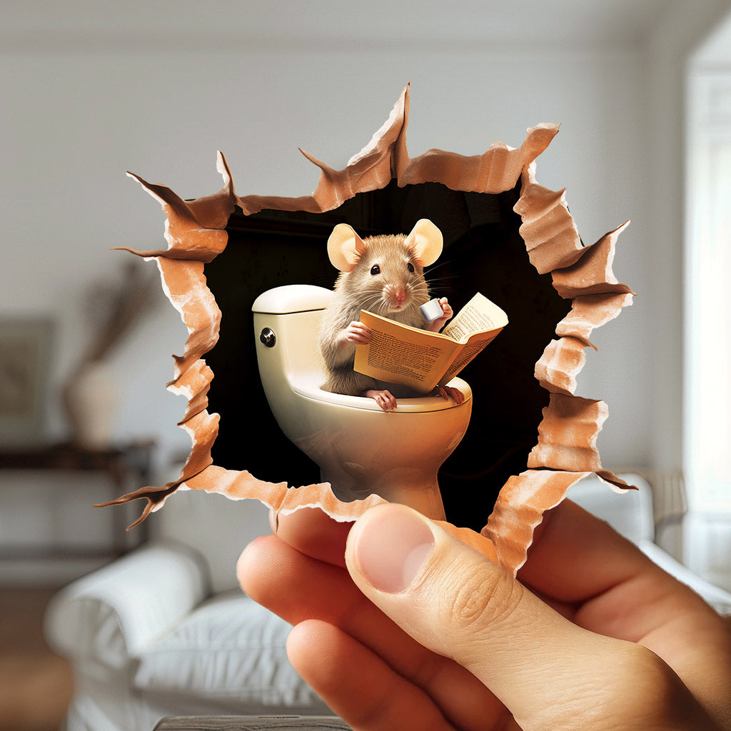 Whimsical mouse wall decal for guest bathroom

