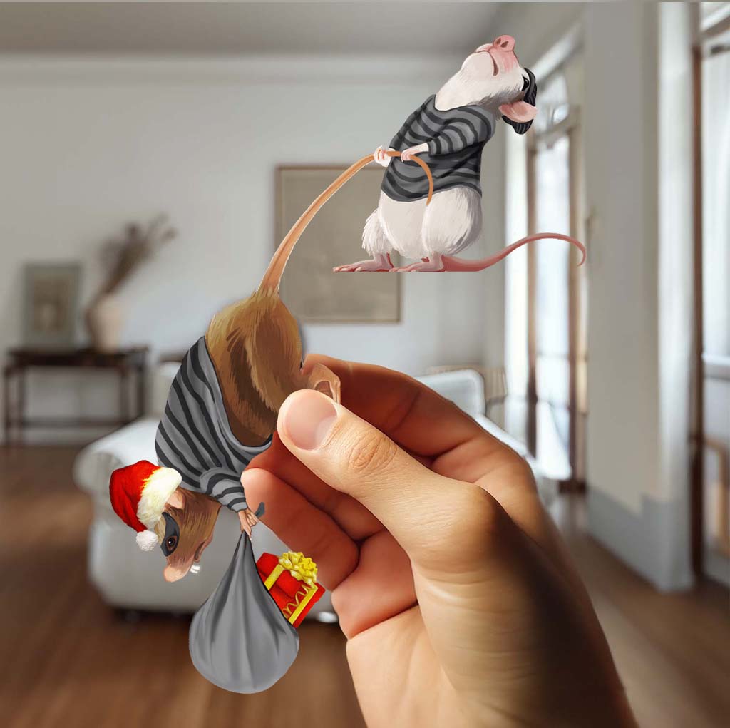 Holiday mice mischief 3D wall sticker festive vinyl decal
