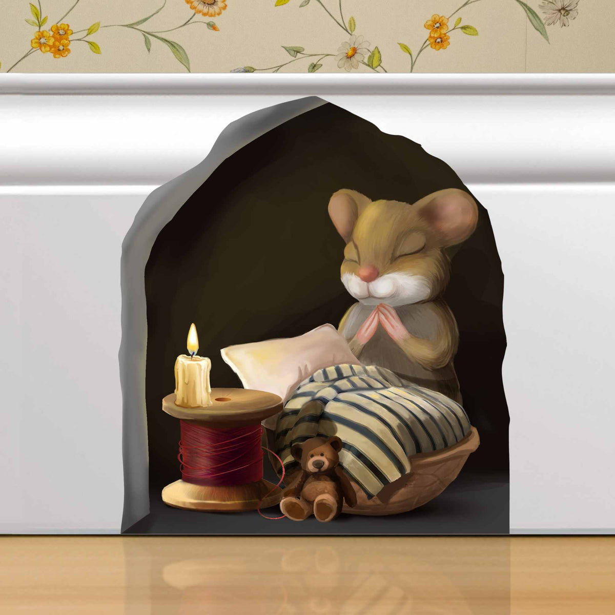 Praying mouse 3D wall sticker vinyl decal on wall
