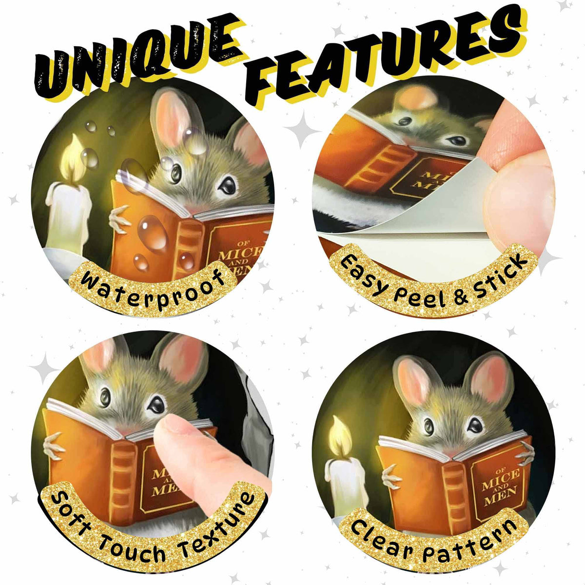 Reading mouse cracked wall decal for classroom or library
