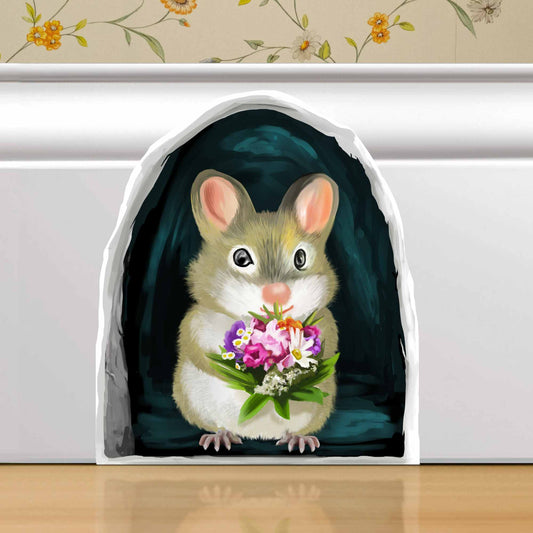 Flower mouse 3D wall sticker vinyl decal on wall
