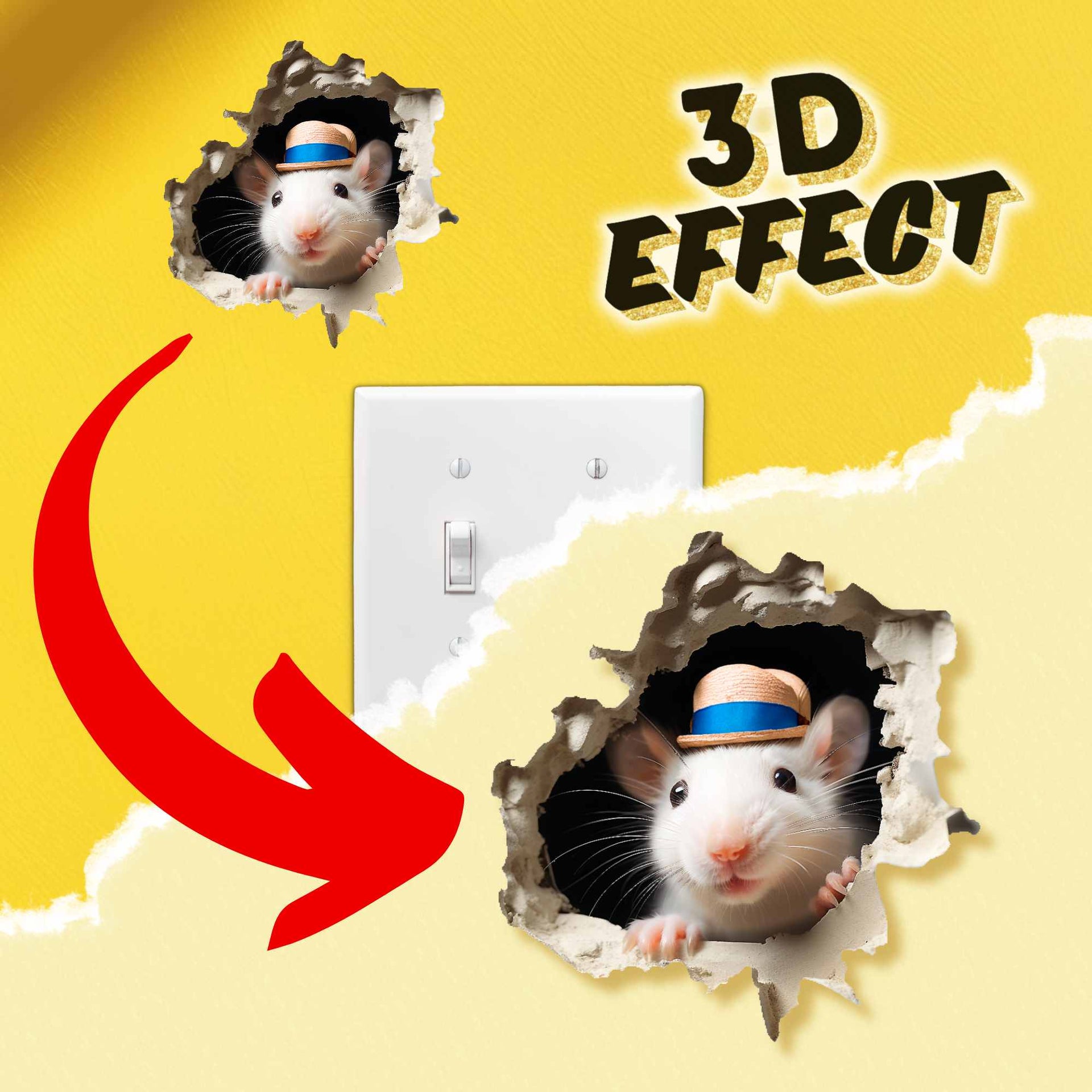 3D Mouse Hole Sticker - Ernesto - Micesterpiece