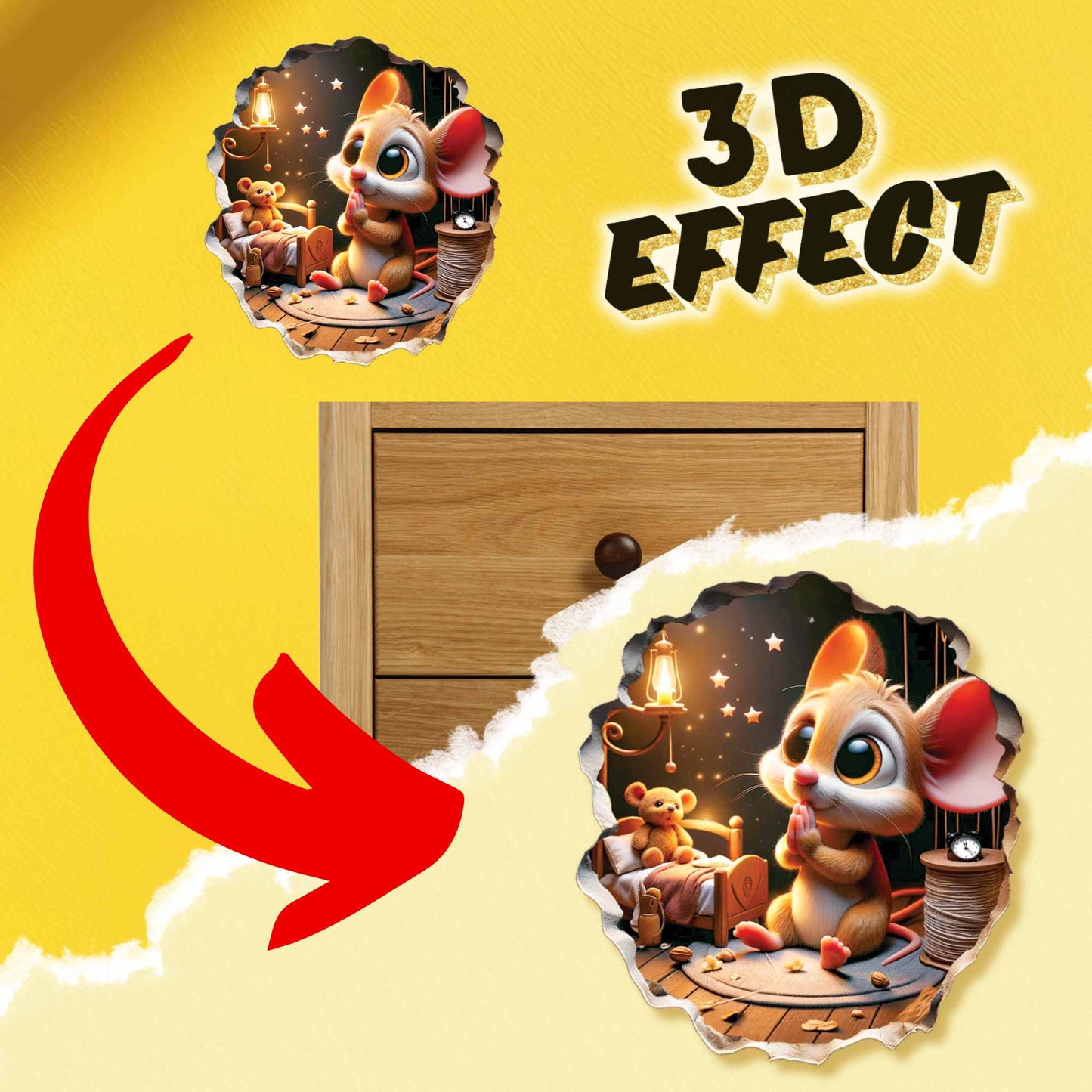 Cute mouse wall sticker in bathroom
