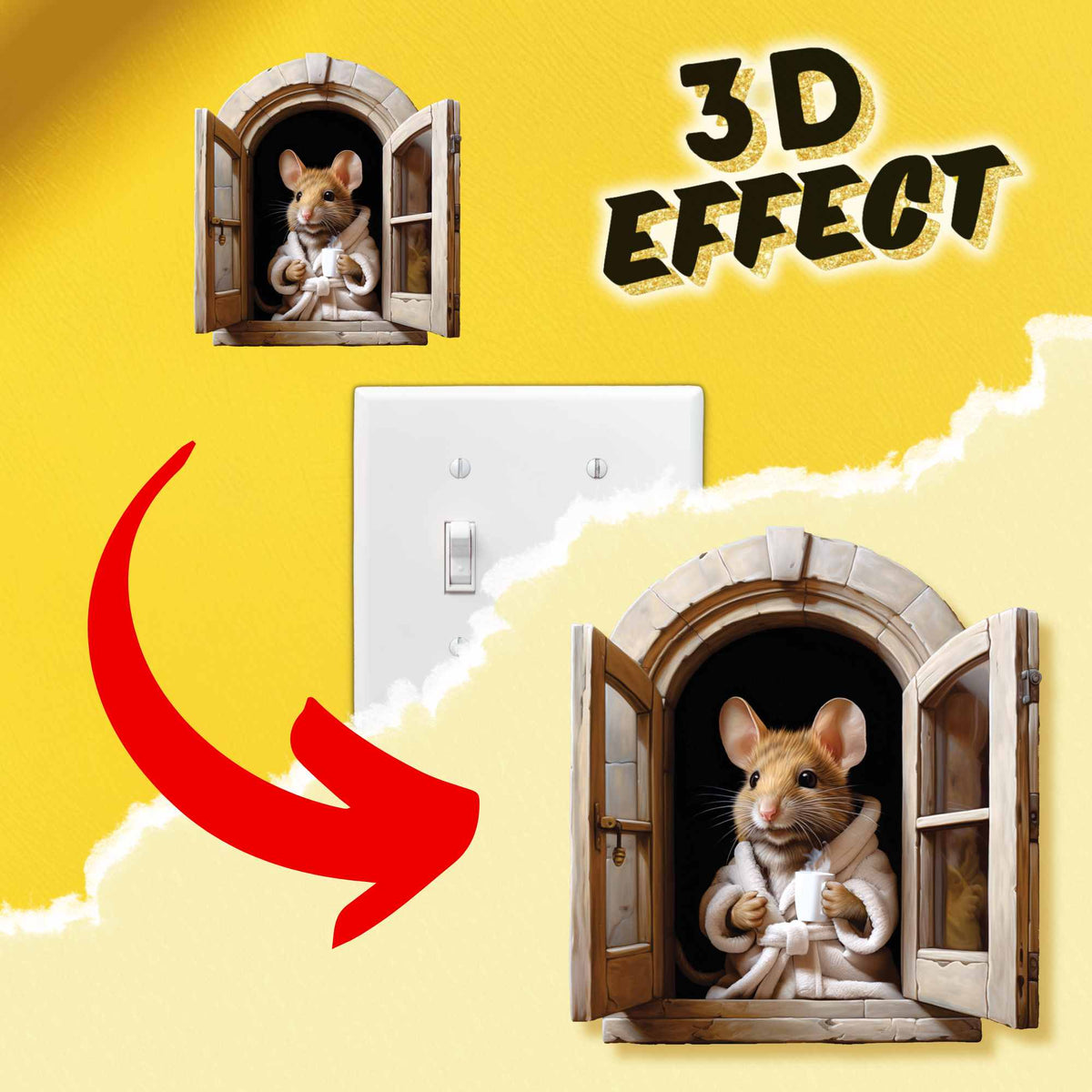 3D Mouse Wall Sticker – Mocha