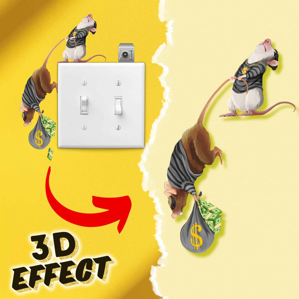 3D Mouse Wall Sticker – Burglars