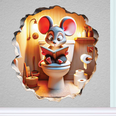 3D Mouse Wall Sticker - Cute Animal Vinyl Decal for Bathroom Decor | Easy to Apply and Remove | Perfect for Kids’ Rooms and Playrooms