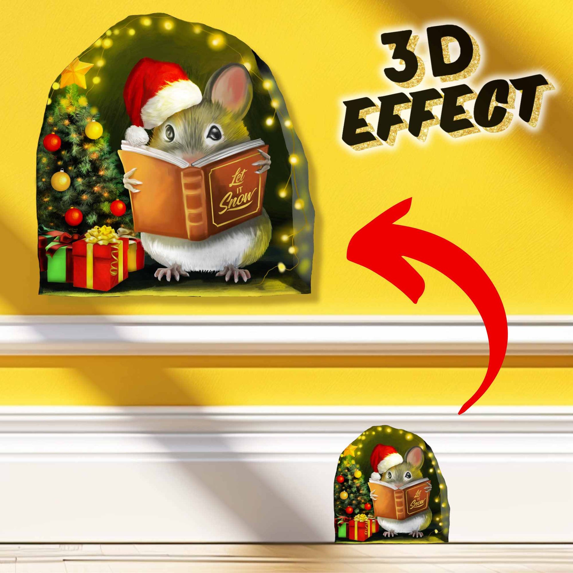 Christmas Mouse Reading Book 3D Sticker - Micesterpiece