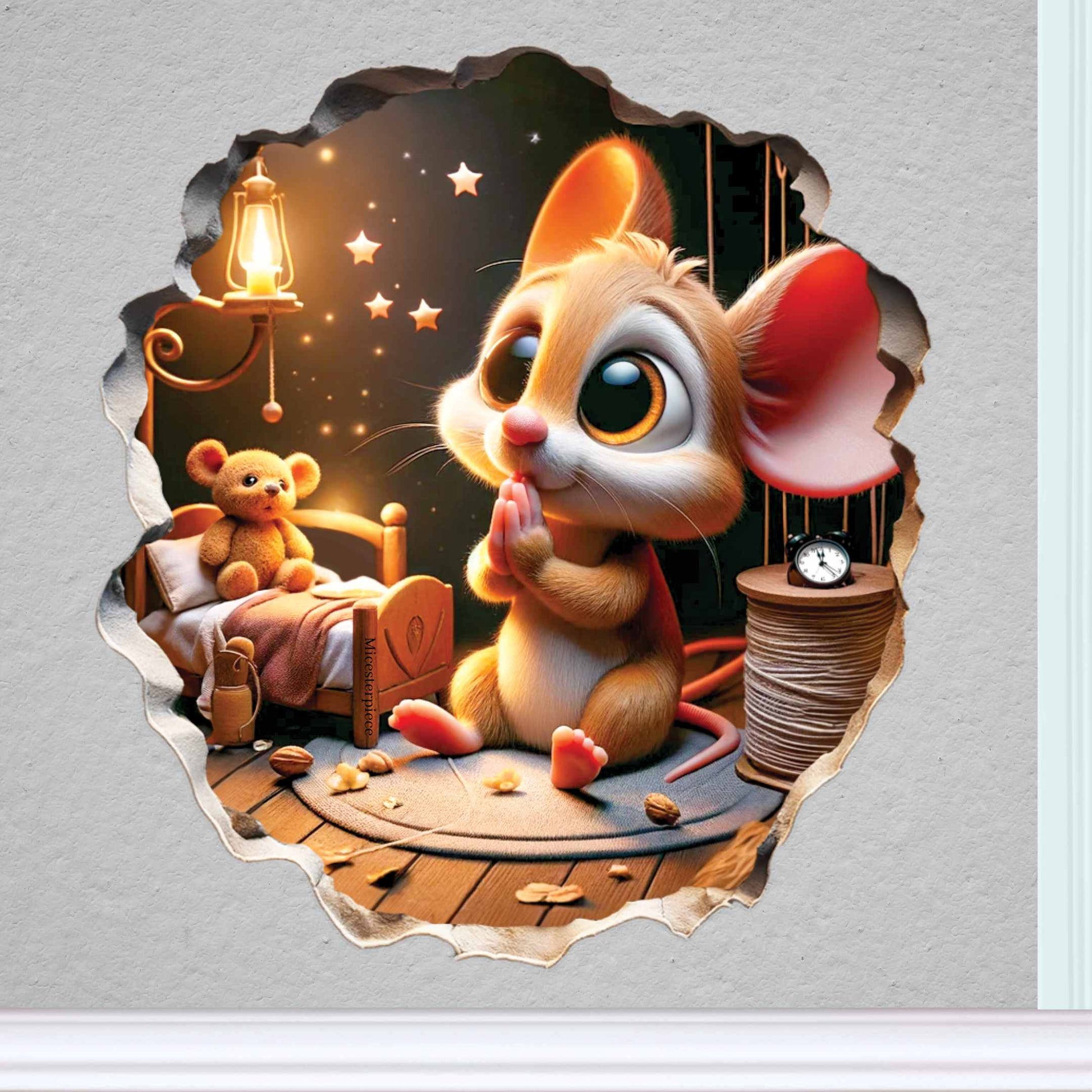 Cute 3D mouse wall sticker vinyl decal on wall
