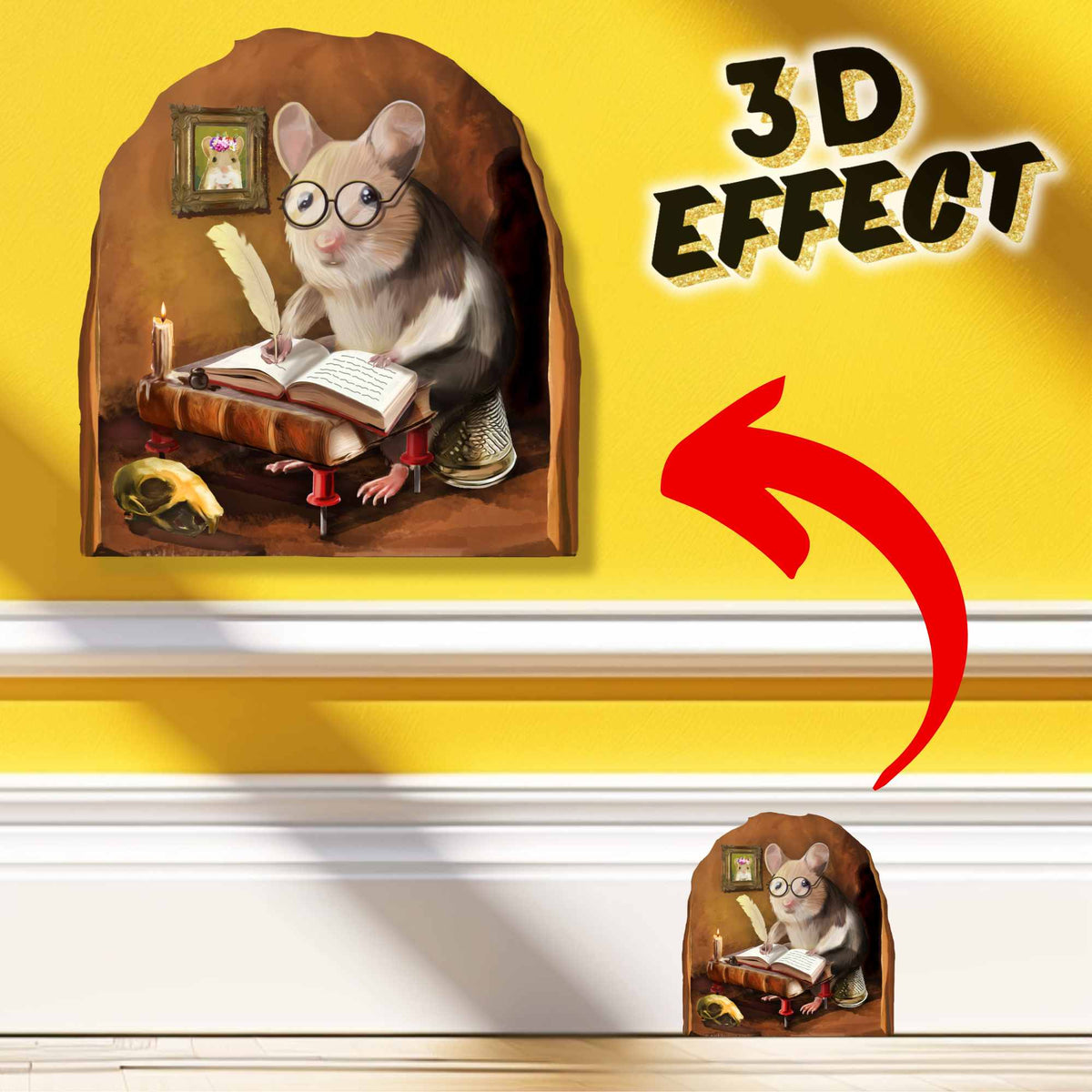 Novelist mouse 3D wall sticker vinyl decal on wall
