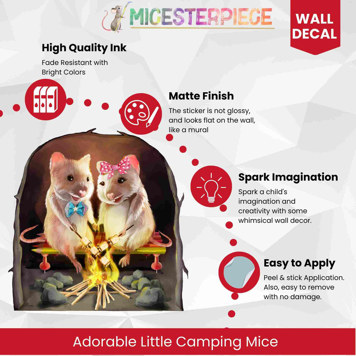 Camping mice wall sticker in kids room
