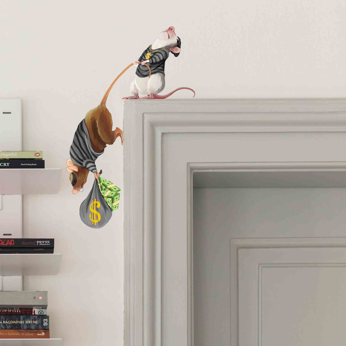 Burglar mice 3D wall sticker vinyl decal on wall
