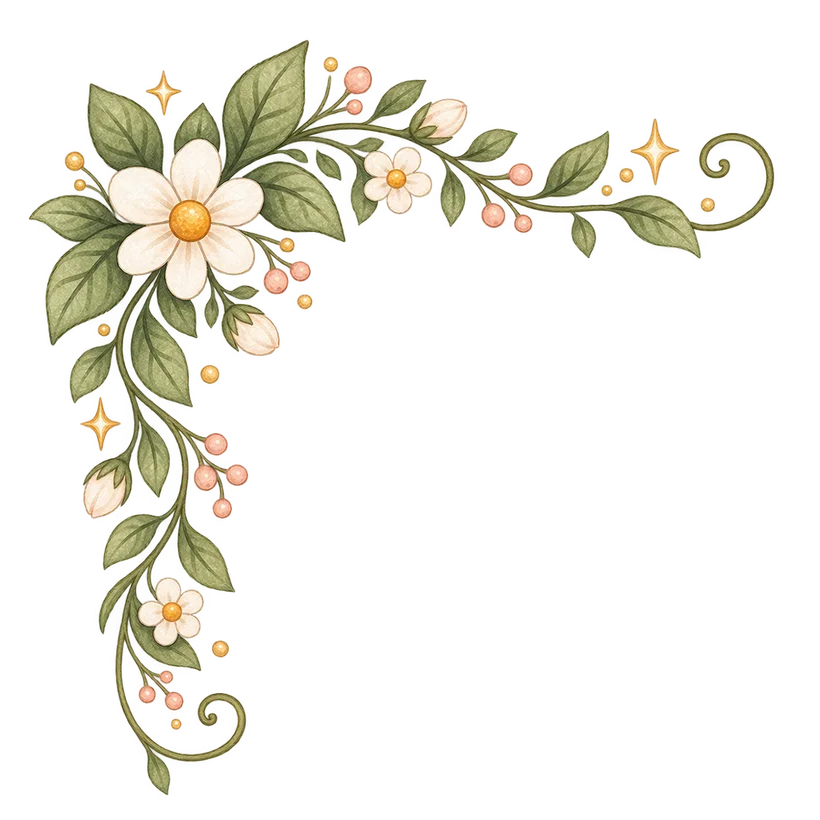 Watercolor botanical flowers and leaves